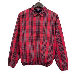 Ralph Lauren Vtg Mens L Full Zip Harrington Red Tartan Plaid Fleece Lined Jacket